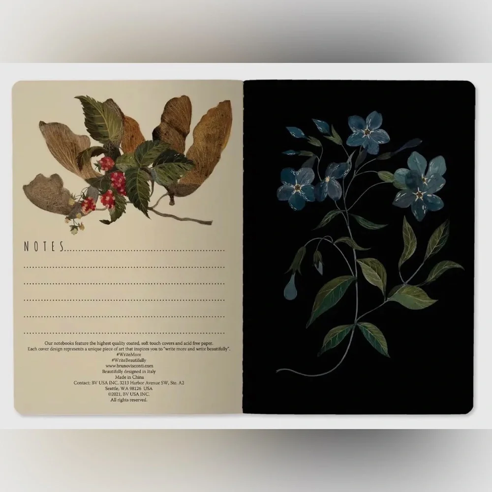 Bruno Visconti Soft Touch Forest Flowers Notebook Journal A5 NEW